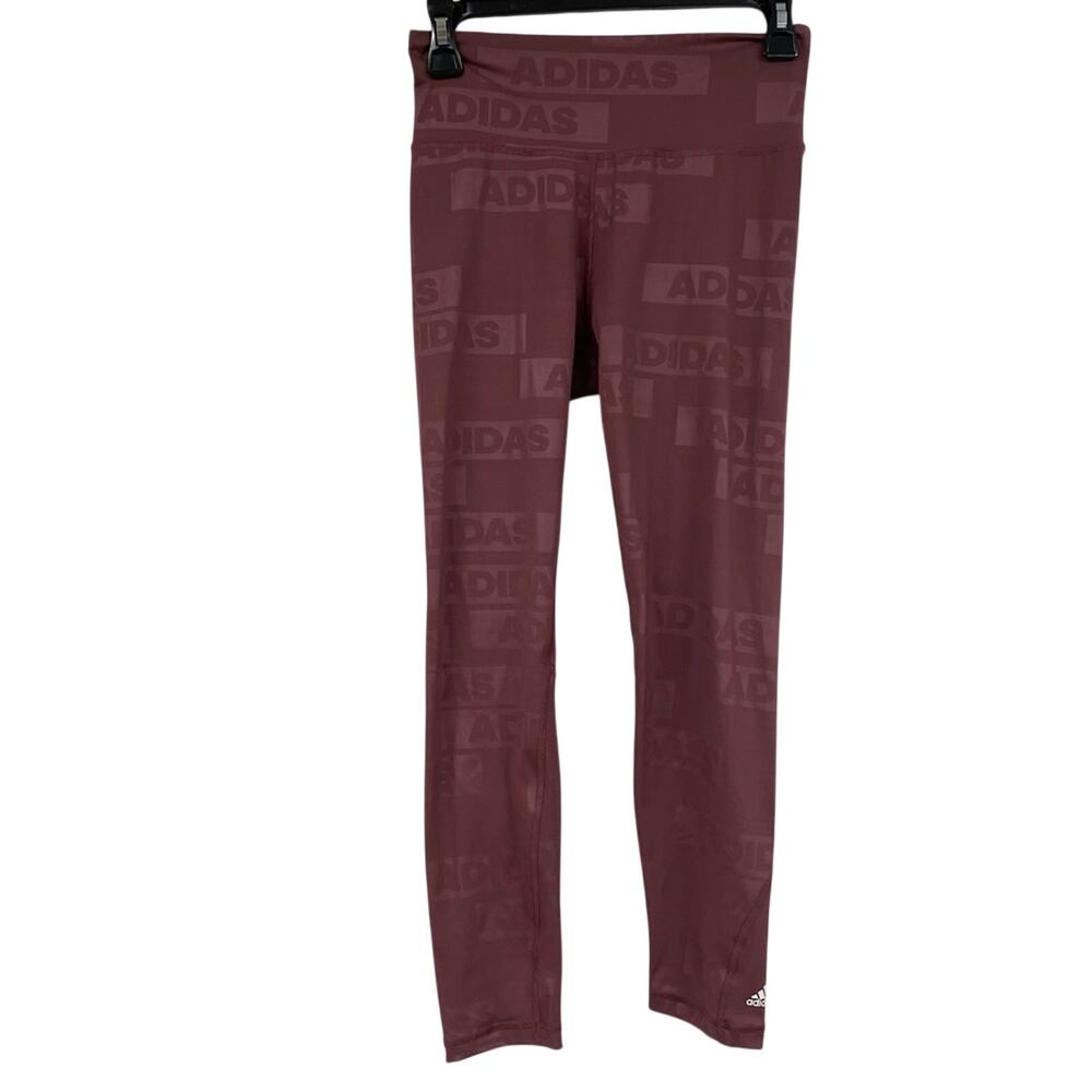 Adidas Dusty Pink All Over Print High Rise Leggings Yoga Pants Womens M Athletic